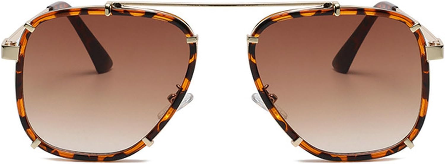 

Модные квадратные солнцезащитные очки-пилот для женщин, дизайнерские очки в металлической оправе, мужские коричневые и зеленые солнцезащитные очки для женщин, защита от УФ-излучения UV400 mincl, Leopard Brown