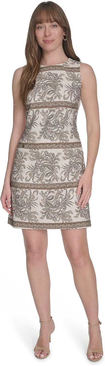 

Женское платье-трапеция Tommy Hilfiger без рукавов с карманами и эластичным кроем, Whitecap Multi