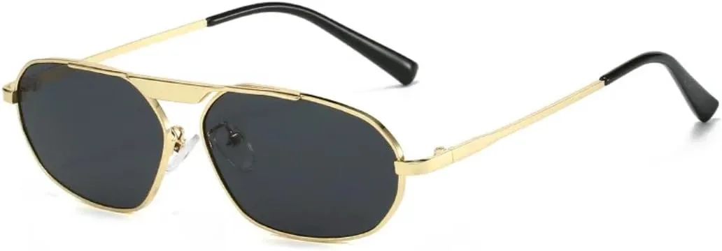 

Ретро-солнцезащитные очки в форме неправильного многоугольника из металла для женщин, модные мужские солнцезащитные очки UV400 в стиле панк VFDHN, Golden Grey