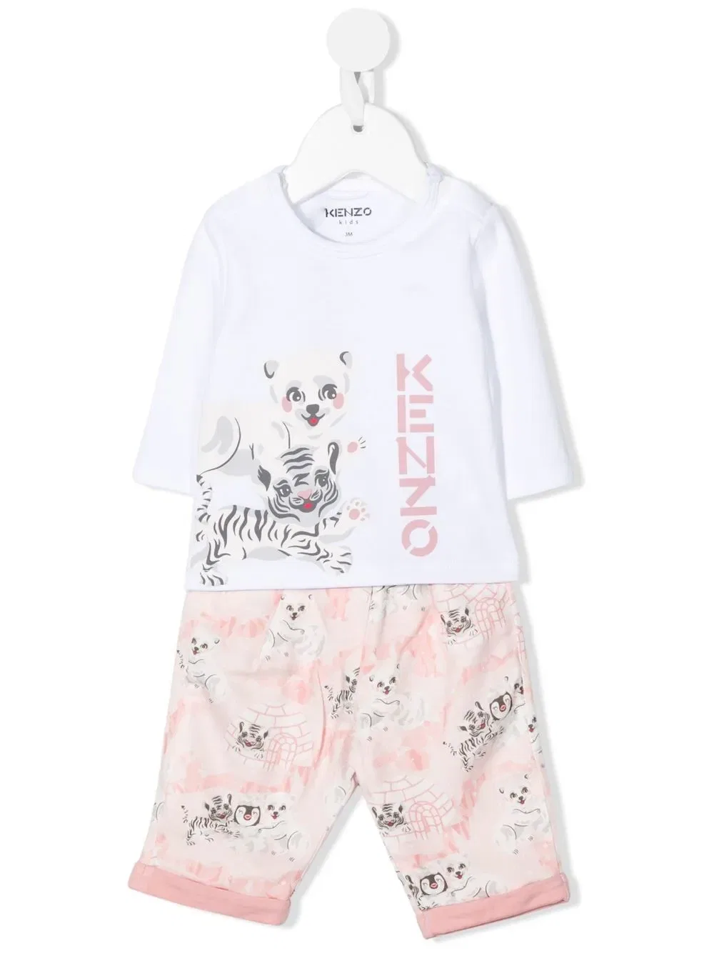 Спортивный костюм с принтом тигрят Kenzo Kids, розовый