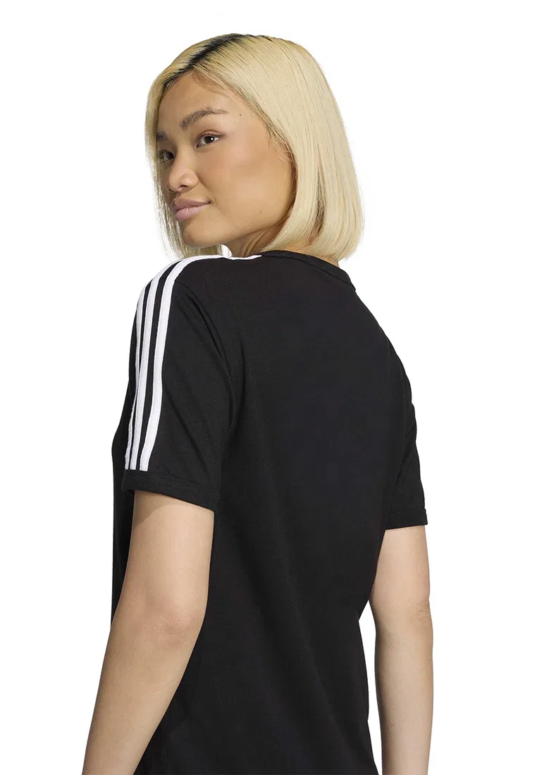 Футболка, линейный принт, Linear T-Shirt Adidas, белый/черный — фото 4