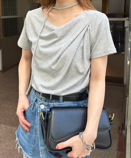 

Драпированная футболка с лямками Solleim, серый