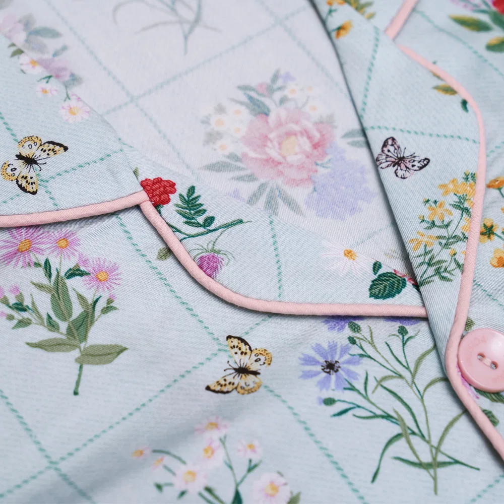 Детский комплект пижамы с длинным рукавом Tencel Modal Cozy Flower мятного цвета от Irusida — фото 4