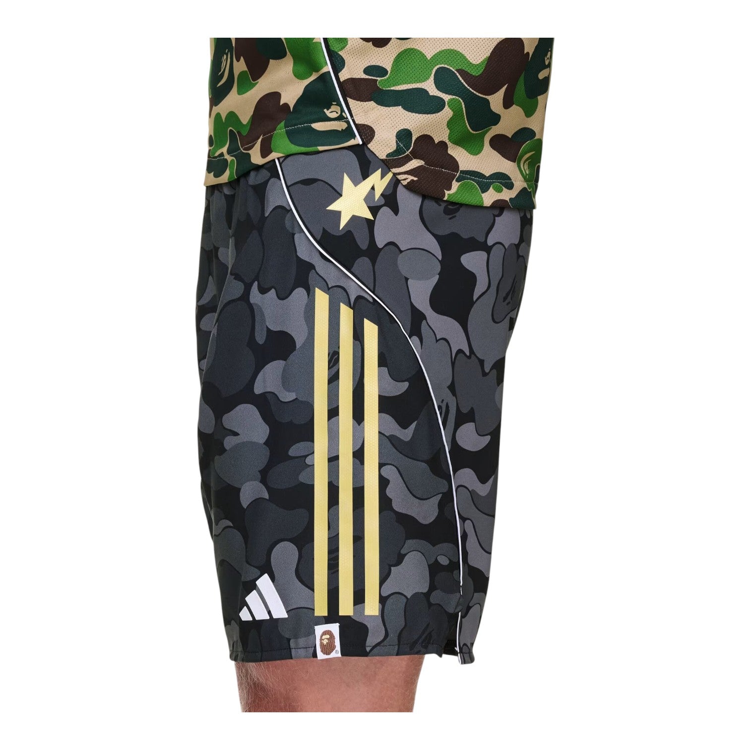 Шорты adidas x BAPE FB Slim-Fit Shorts 'Black Grey' — фото 3