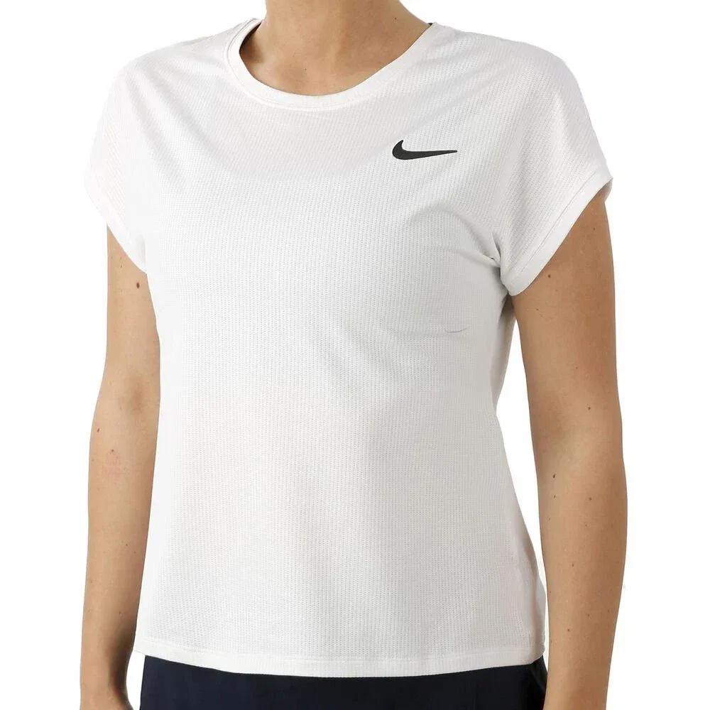 Женская спортивная футболка Nike Victory Court Top белого цвета из эластичной ткани с коротким рукавом DSGL302, White