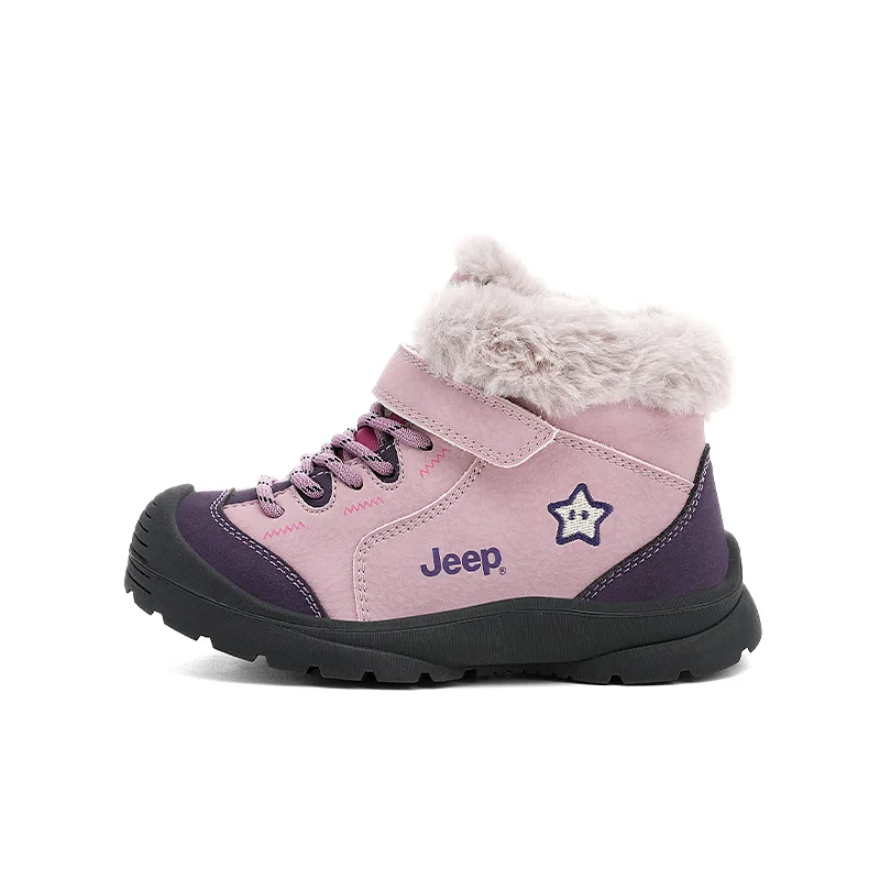 Детские утепленные нескользящие износостойкие ботинки Explorer 2.0 Jeep, Purple Blue Flower/Light Pink[Thick Cotton]