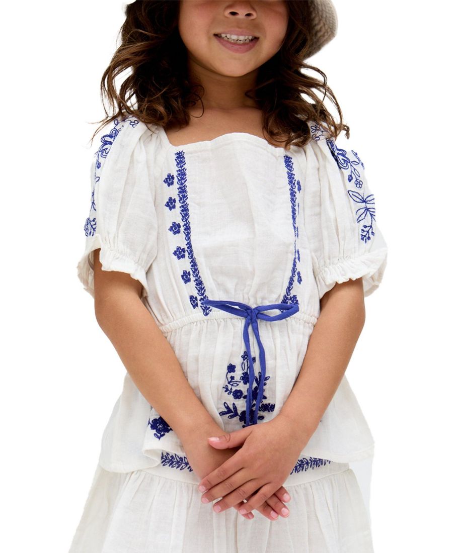 

Блузка с баской и вышивкой от Raffya Ally для маленьких девочек Raffya Kids, White