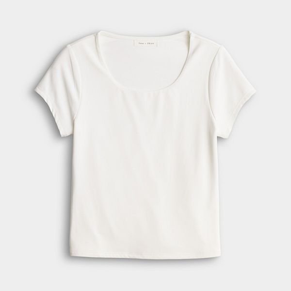 

Детская футболка для девочек 7-16 лет с двойным подкладом Sea + Skye, White