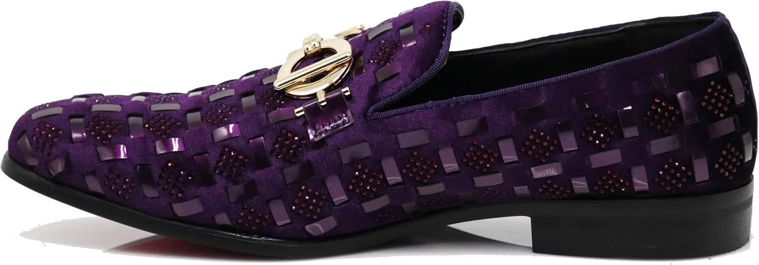 Мужские модные туфли-слипоны Enzo Romeo UTA с пряжкой и стразами, Purple 01 — фото 3