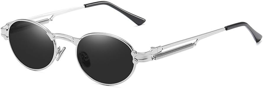 

Золотистые ретро круглые солнцезащитные очки в винтажном стиле для мужчин, летние металлические панк-солнцезащитные очки для женщин, овальные солнцезащитные очки UV400 VFDHN, Silver With Black