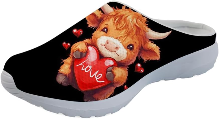 

Forchrinse Южноиндийские африканские слипоны-ходунки для мужчин и женщин, садовые сабо, медицинская обувь, дышащие, Highland Cattle