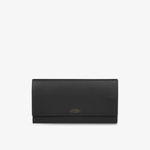 

Дорожный кошелек marshall panama из зернистой кожи Smythson, черный