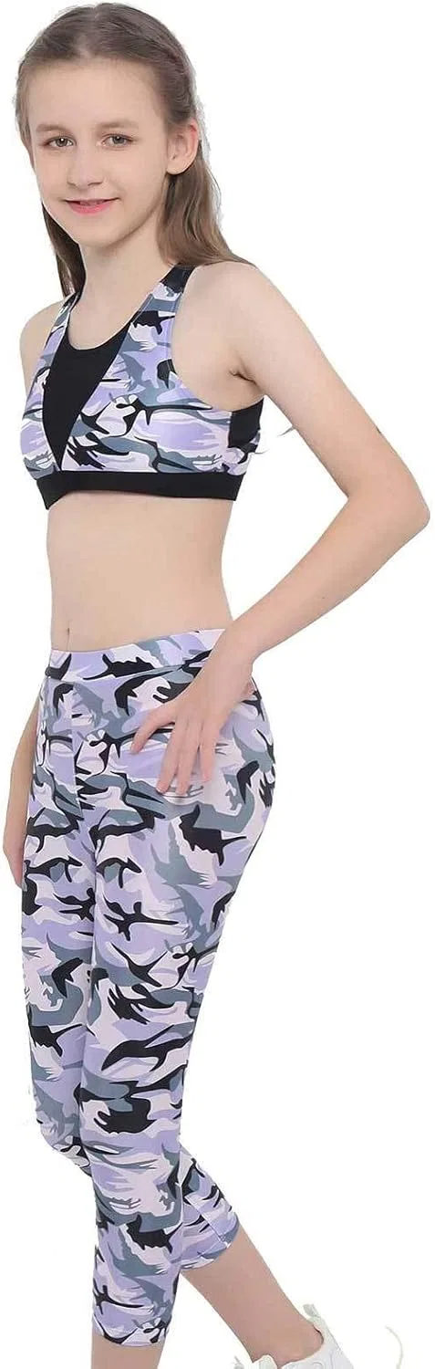Детский спортивный костюм Camouflage TTAO, топ и леггинсы, Camouflage Purple — фото 4