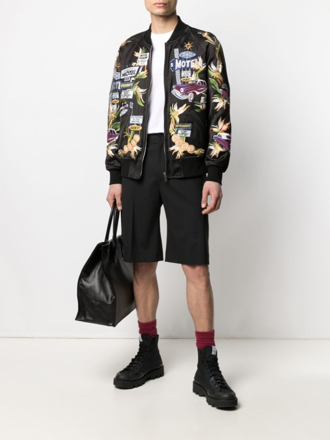 Givenchy атласный бомбер с вышивкой, черный — фото 2