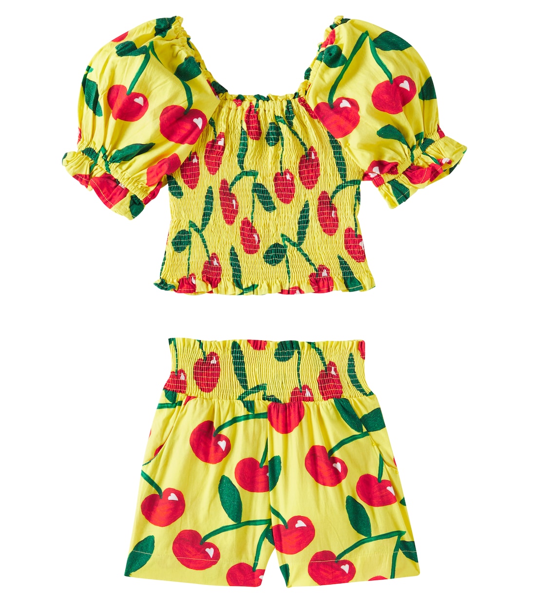 

Топ и шорты из хлопка с принтом Fábula, Est Cerejita Fundo Amarelo