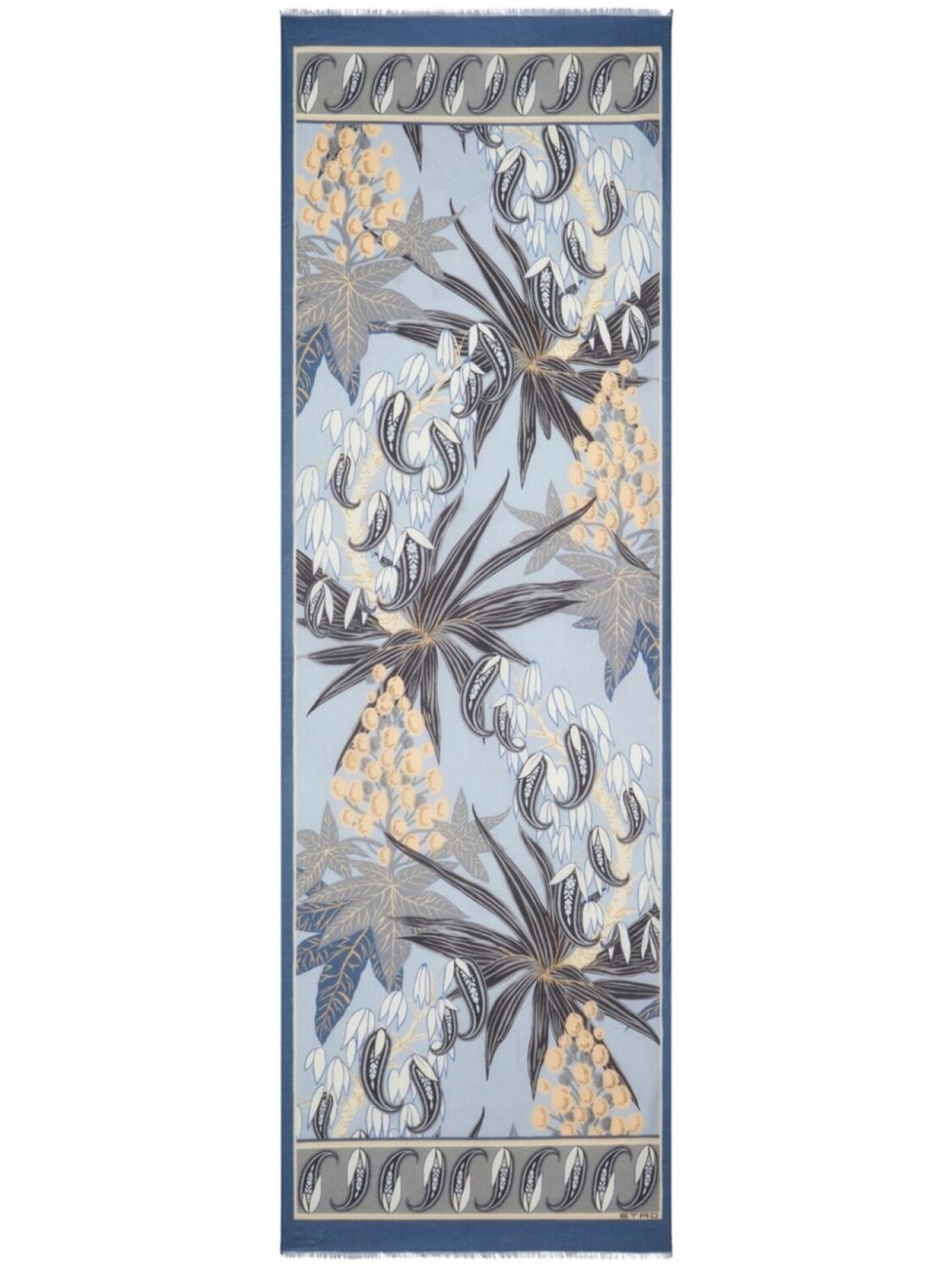 

ETRO платок с цветочным принтом и бахромой, синий