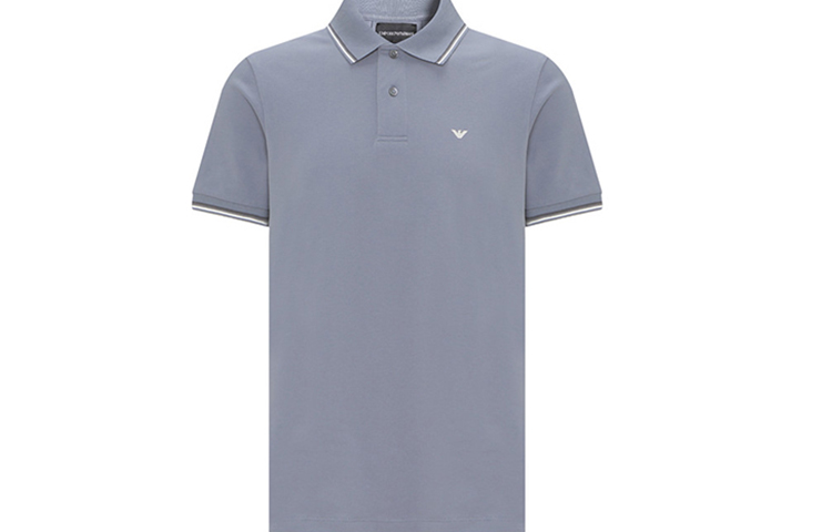 

Футболка поло с вышитым логотипом EMPORIO ARMANI, серо-голубая