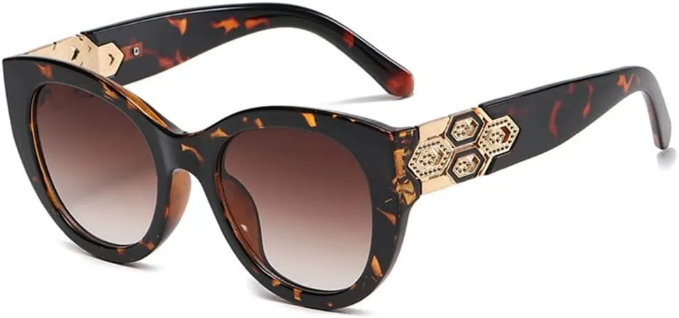 

Солнцезащитные очки «кошачий глаз» для женщин, ромбовидные очки с полыми дужками в стиле ретро для мужчин, очки с защитой от УФ-излучения UV400 HDUBFY, C2