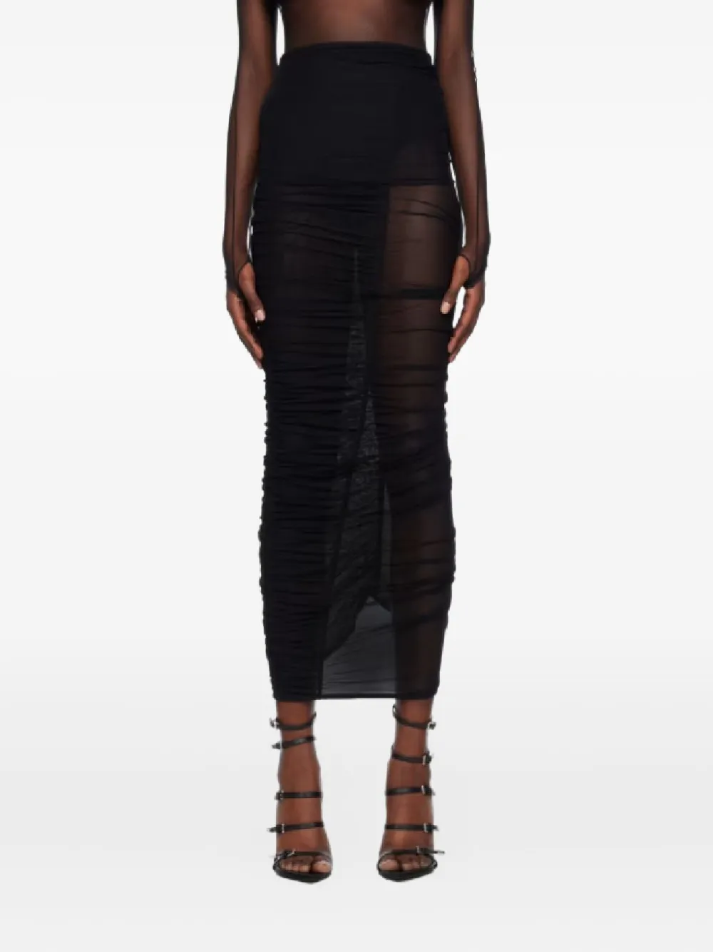 

Полупрозрачное платье на одно плечо Mugler, черный