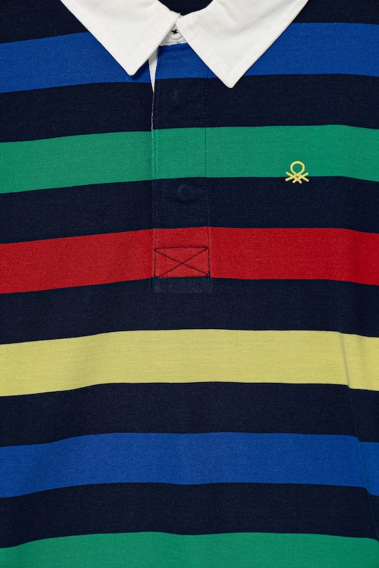 Детское хлопковое поло United Colors Of Benetton, темно-синий — фото 3