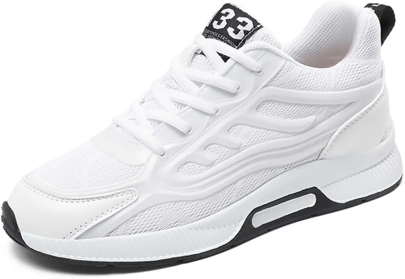 Generisch Sneaker Herren Schuhe Produkttyp Мужские кроссовки - Modische einfarbige Mesh-Sneaker zum Schnüren für Paare Laufschuh-Design mit luftdurchlässigem Mesh leichte Alltags- Trainingstasche, Weiß