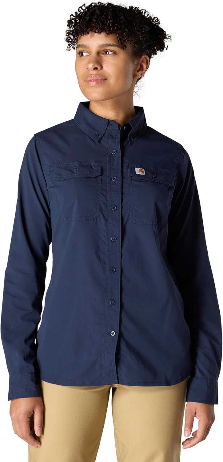 

Carhartt Women's Force Relaxed Fit легкая рубашка с длинным рукавом, Navy