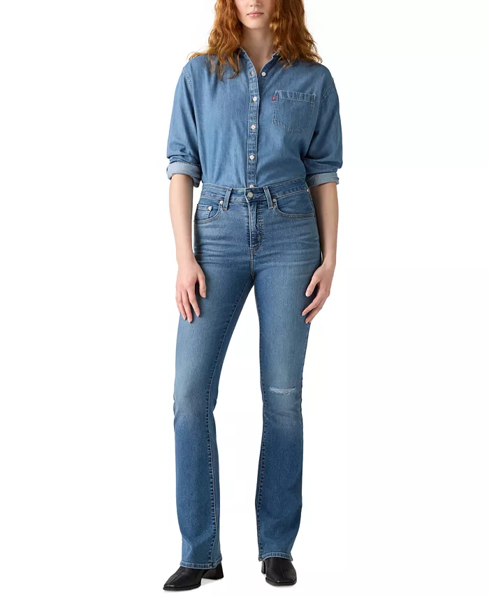 

725 Высокие Классические Удлиненные Джинсы с Эффектом Буткат Levi's, синий