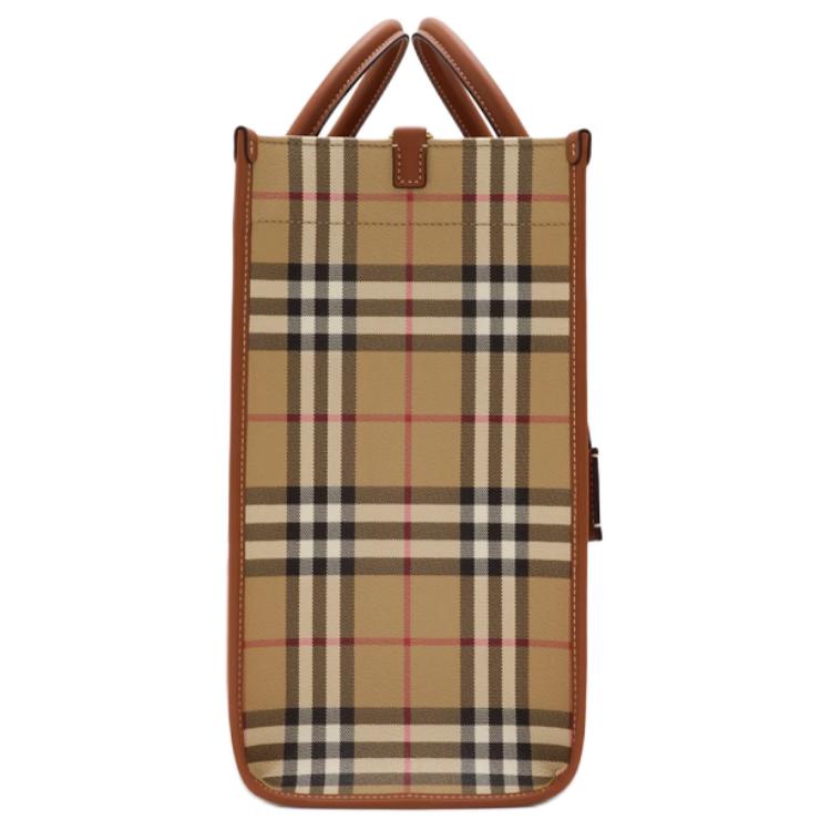 Женская сумка-шоппер Burberry из полиуретана, коричневая — фото 2