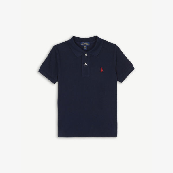 

Хлопковая рубашка-поло с вышитым логотипом для 2–14 лет Polo Ralph Lauren, цвет french navy