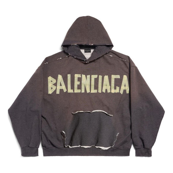 

Толстовка tape type ripped pocket hoodie large fit 'dark grey' Balenciaga, серый