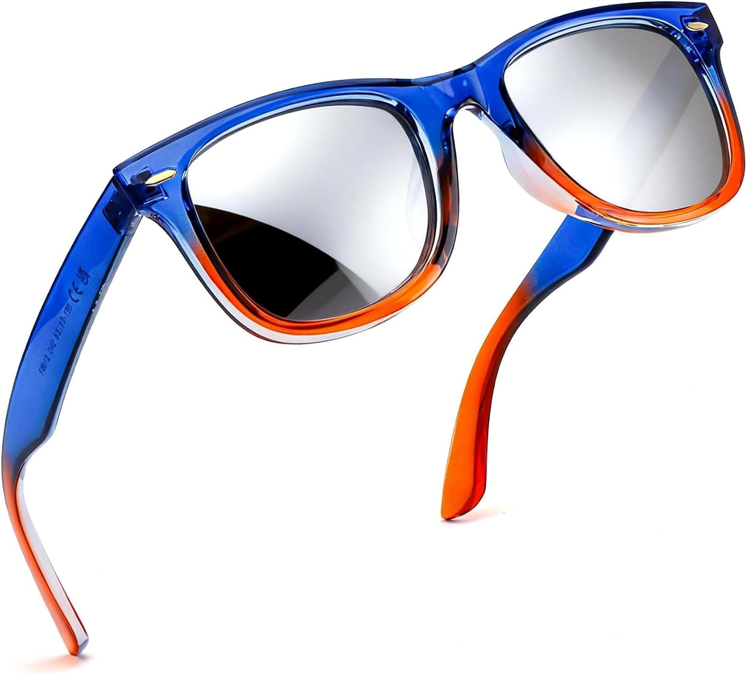 

Женские поляризованные солнцезащитные очки FancyPink с защитой UV400, зеркальные, для пляжа, дизайнерские модные солнцезащитные очки, средний размер, A06-blue Orange Frame Sliver Lenses