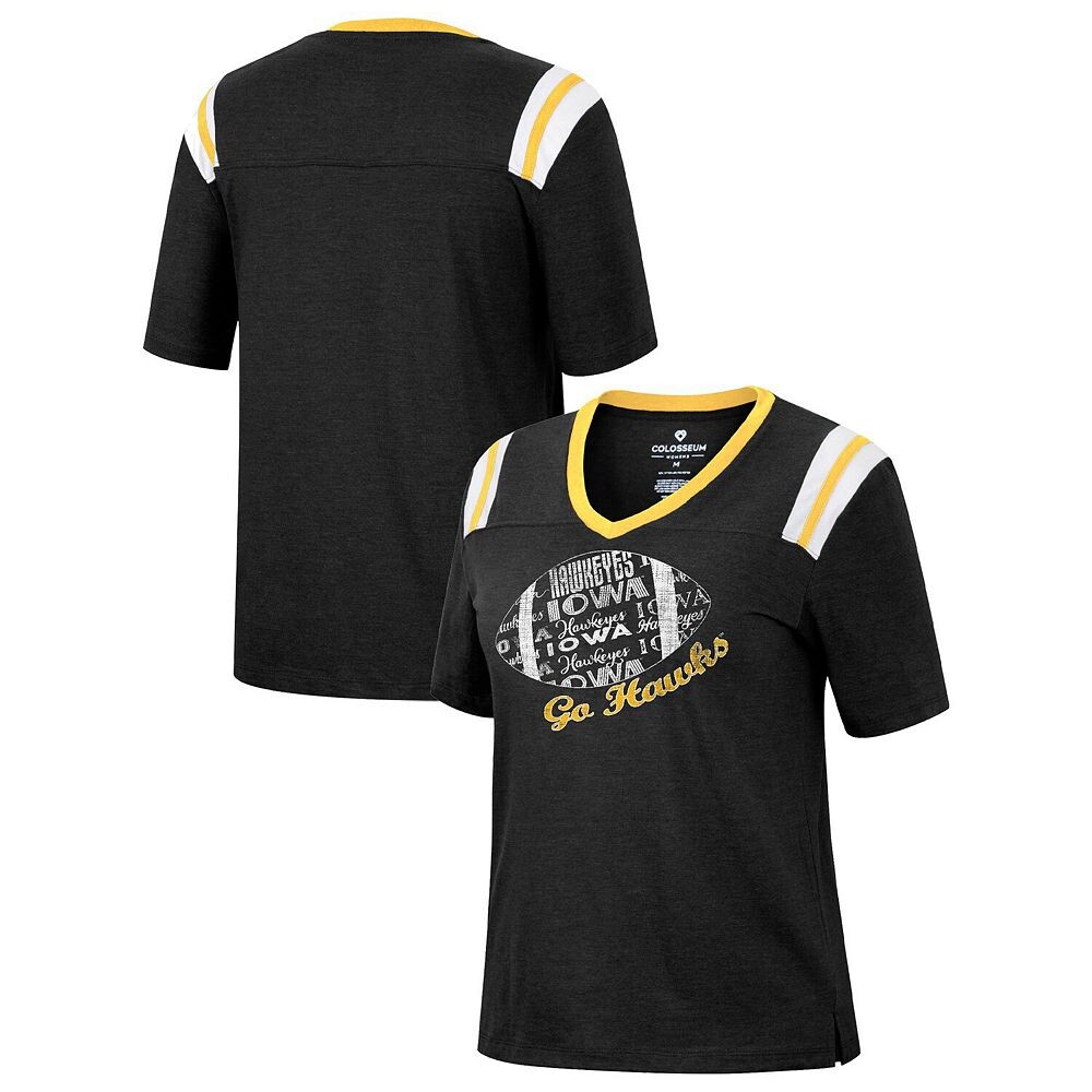 

Женская футболка Colosseum Heathered Black Iowa Hawkeyes 15 Min Early Football с v-образным вырезом, цвет Iwa Charco