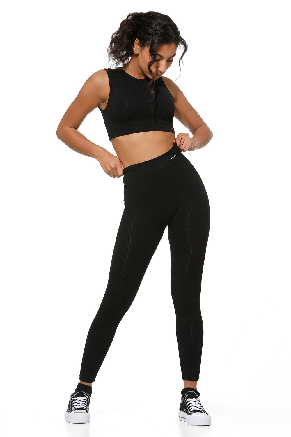 

Спортивные брюки Yenita Leggings Ribbed Collection, черный