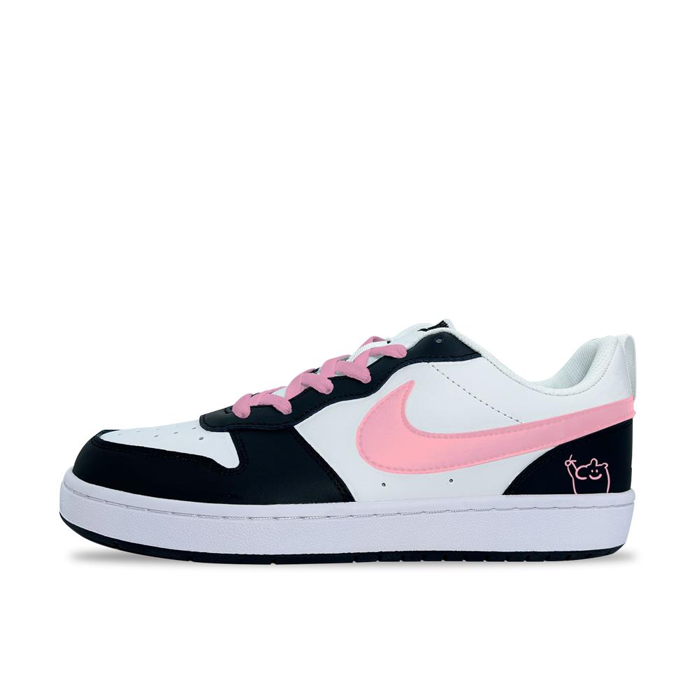 

Nike Court Borough OK Bear противоскользящие устойчивые к истиранию низкие детские скейтбординговые туфли white pink kids'