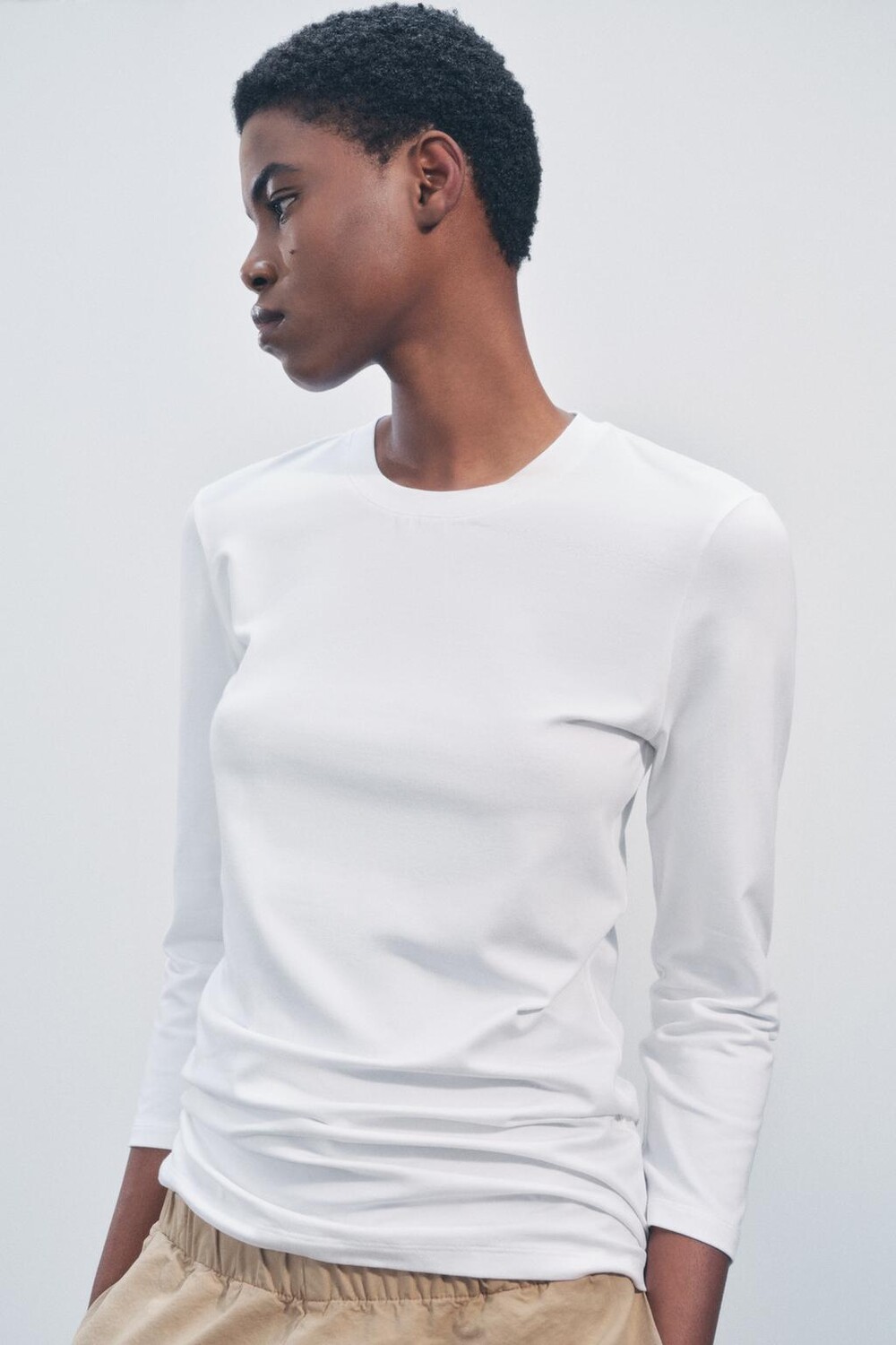 

Футболка из хлопка supima ZARA, белый