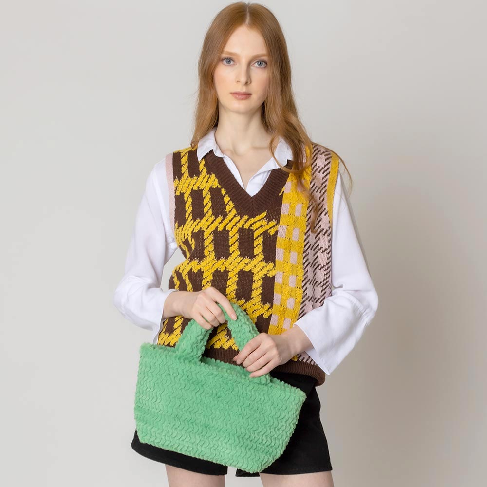 

Пушистая меховая мини-сумка тоут FASHNZFAB, зеленый