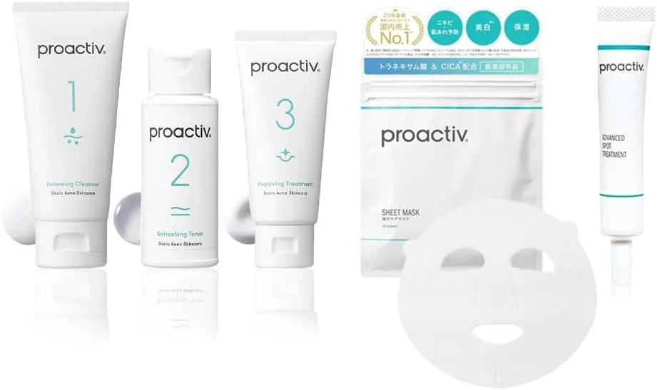 Набор для ухода за кожей Proactiv 5 предметов: очищающее средство 120 г, тоник 120 мл, крем 60 г, маски 10 шт., крем для пятен 15 г