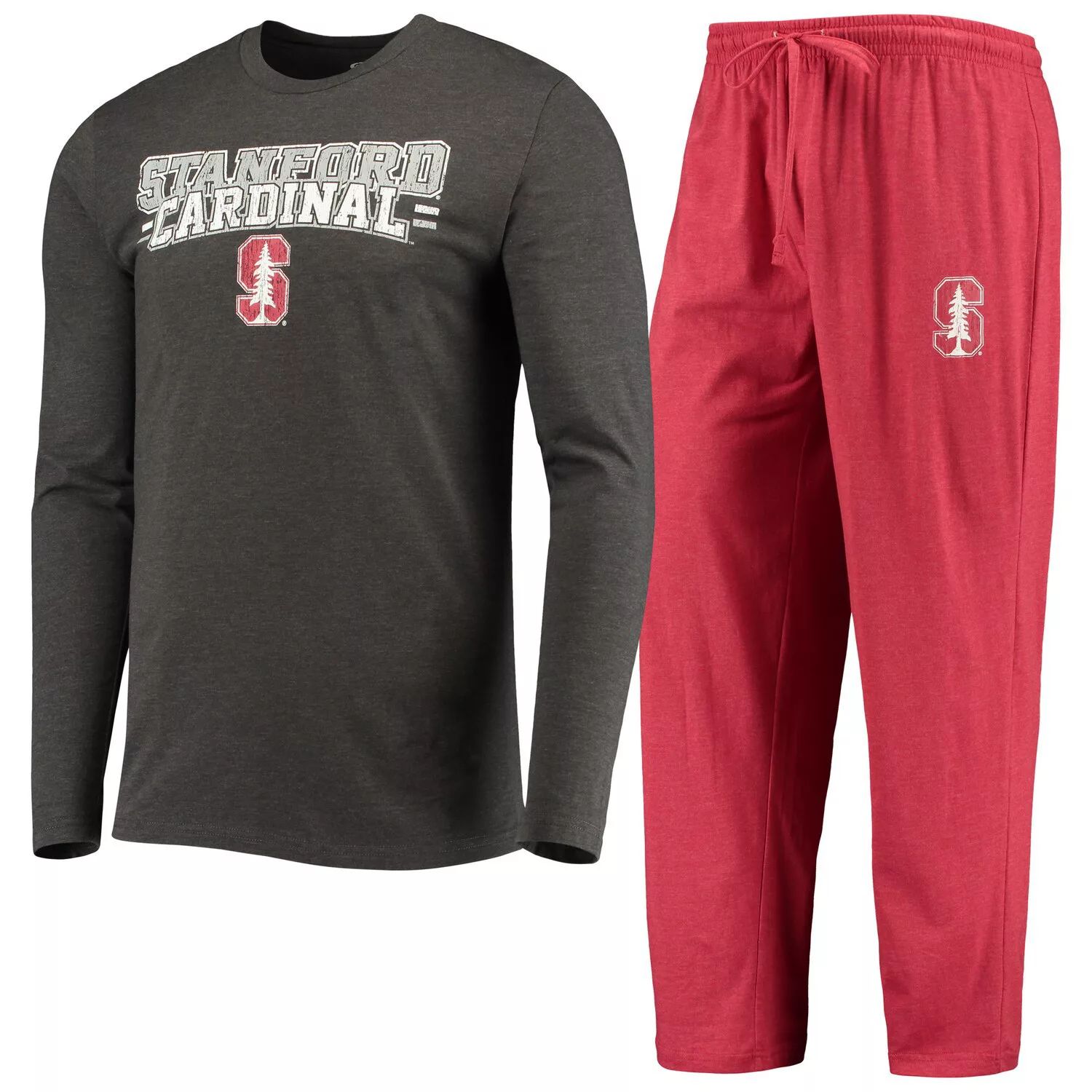 

Мужской комплект для сна с длинными рукавами и брюками Concepts Sport Cardinal/Heared Charcoal Stanford Cardinal Meter