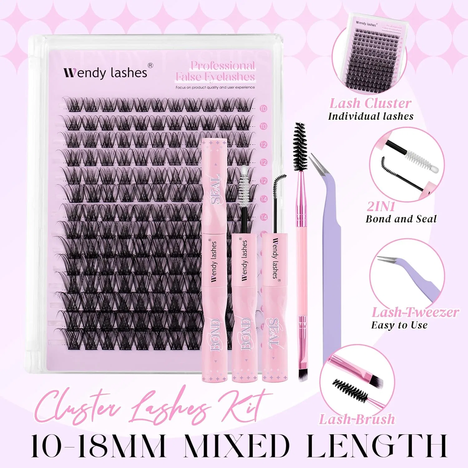 Набор для наращивания ресниц «K002» D-изгиб Wendy Lashes — фото 2