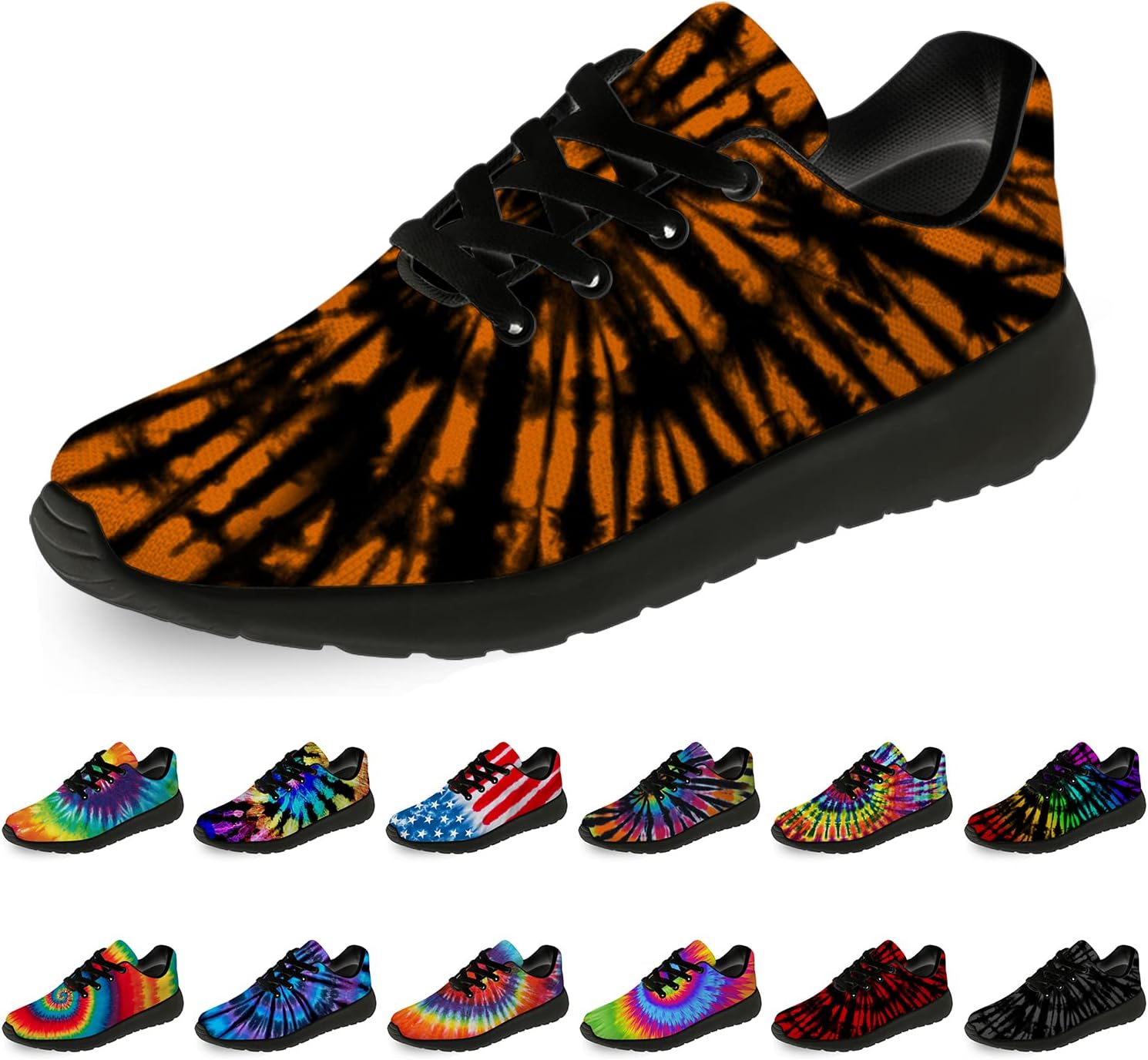 

Кроссовки Horethy Tie Dye для женщин и мужчин, беговые кроссовки, женские и мужские прогулочные, теннисные кроссовки, удобные спортивные кроссовки для джоггинга, подарки, черный/оранжевый