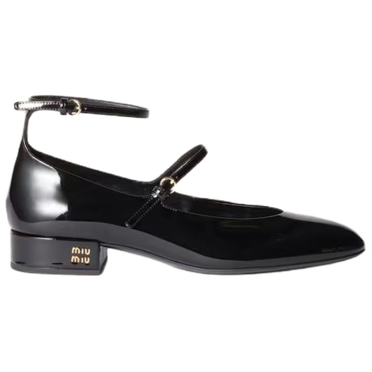 MIU MIU Туфли Mary Jane на массивном каблуке женские черные — фото 3