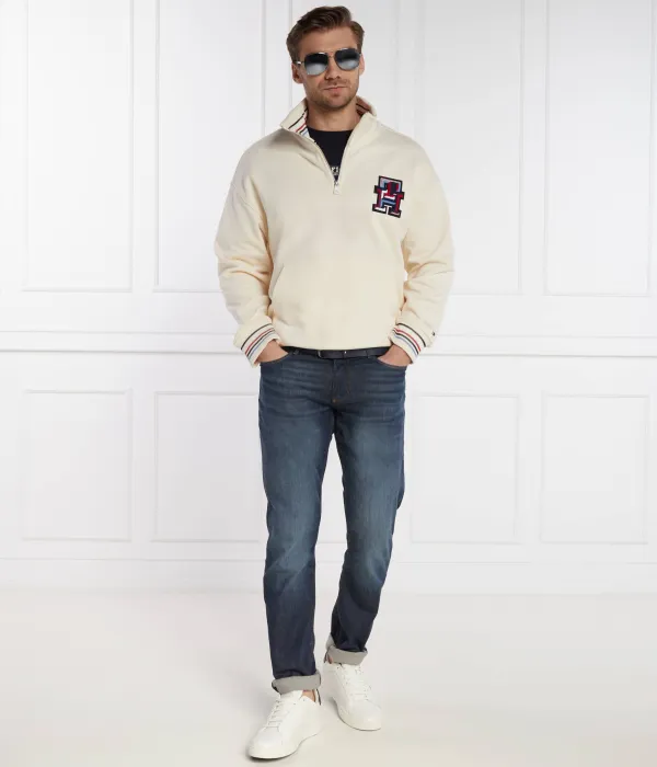 Толстовка с застежкой-молнией 1/4 с монограммой Oversize fit Tommy Hilfiger, бежевый — фото 2