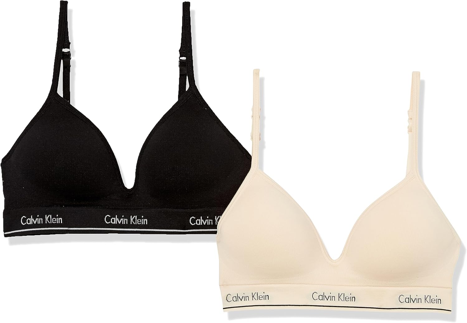 

Набор из 2 бесшовных бюстгальтеров-бралеттов Calvin Klein Girls с оборками, Nude/Black - 2 Pack