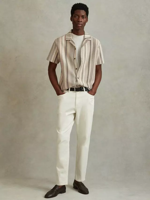 

Рубашка Reiss Archer Aztec Stripe Cuban Collar, цвет ecru/multi