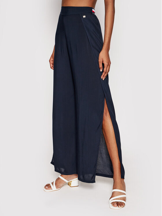 

Брюки Tommy Hilfiger из вискозы прямого кроя, синие