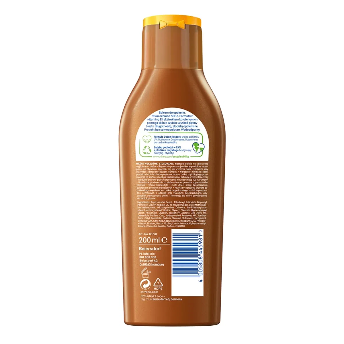 Солнцезащитный лосьон для интенсивного загара «Intense Bronze Carotene» SPF 6 от NIVEA SUN, 200 мл Nivea Sun — фото 2