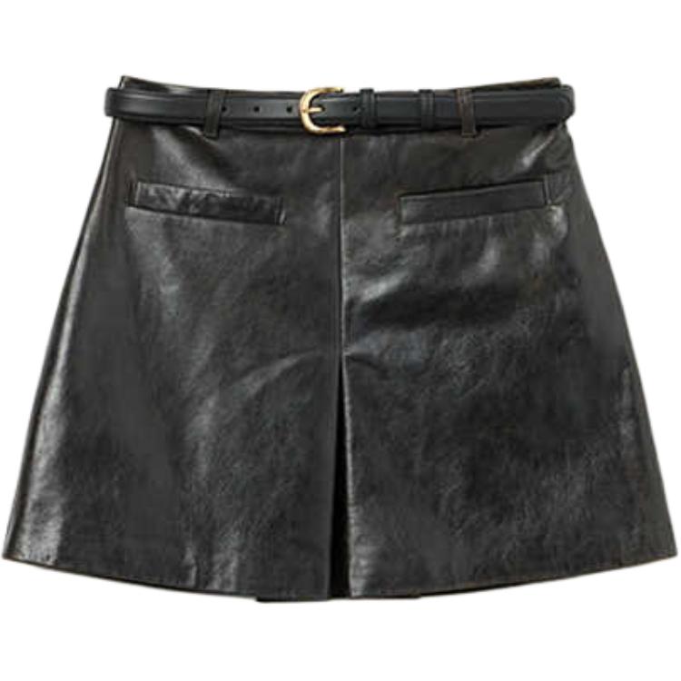 

Self-portrait Кожаная короткая юбка женская классическая black