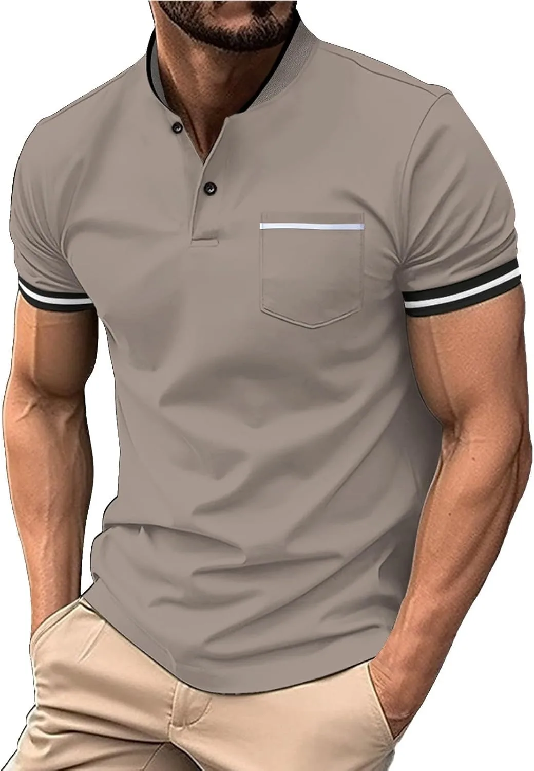 

Мужская рубашка поло с коротким рукавом и стойкой Thatrich