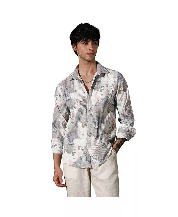 

Мужская рубашка Moon Grey & Chalk White Artistic-Blur Campus Sutra, серый