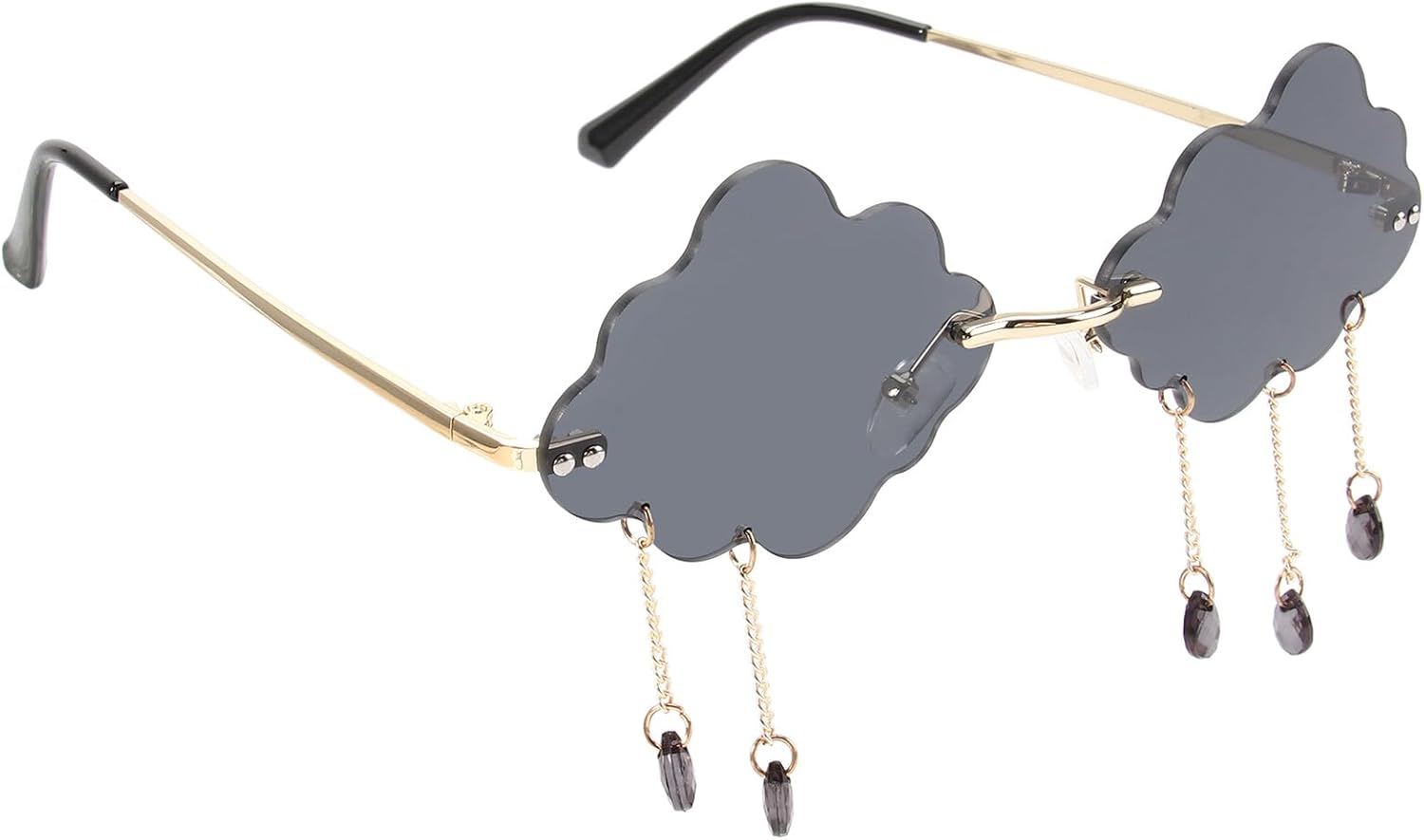 

Солнцезащитные очки в форме облака с подвеской в ​​виде капли дождя. Легкие модные очки для женщин и мужчин. Стильный аксессуар для пляжа и вечеринок на открытом воздухе FOYTOKI, Black